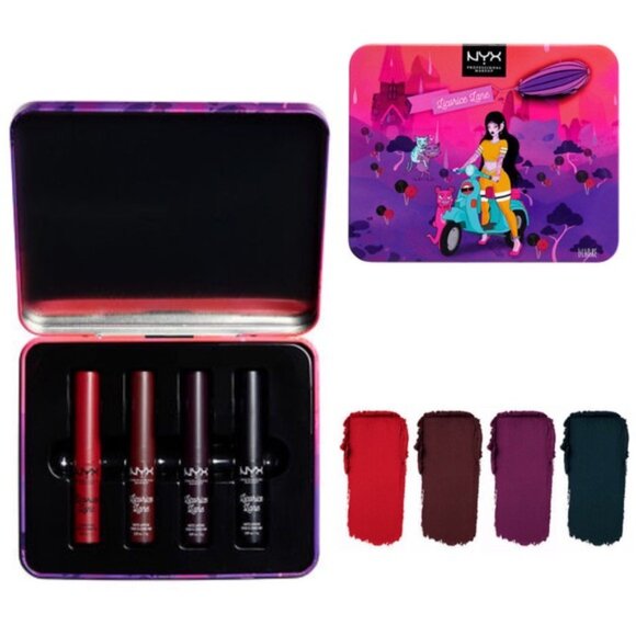 NEW NYX Professional Makeup 4-Pc. LIMITED EDITION Licorice Lane Matte Lippie Set - Picture 4 of 10